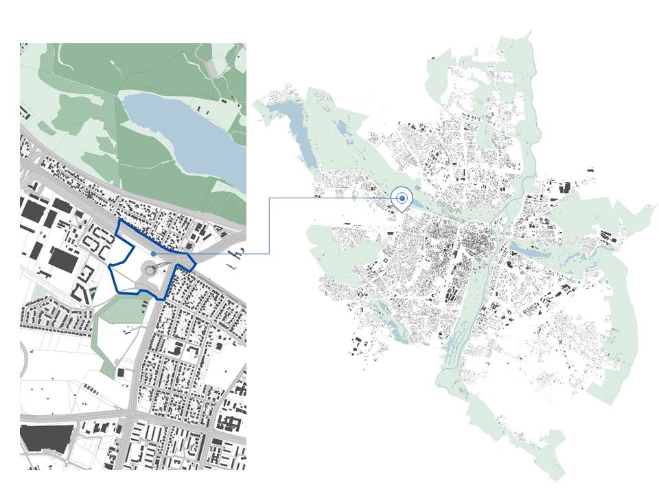 Mapa Poznania i granica projektu planu.